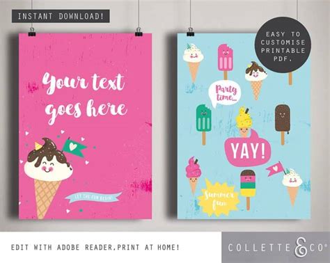 Ice Cream Party Printables Full Pack Editable Collette And Co®