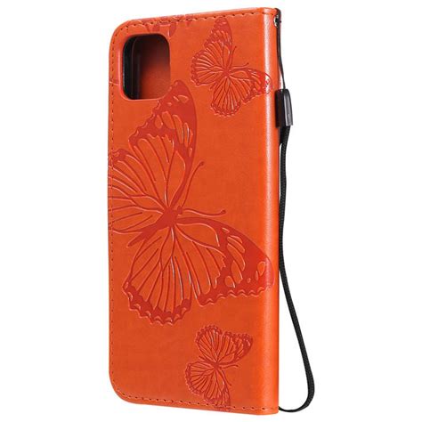 OPPO Realme C11 Embossed Butterfly Wallet Magnetic Stand Case Orange