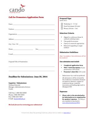 Fillable Online Call For Conference Presenters Pdf First Nations In