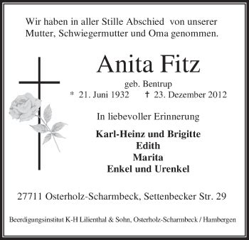 Traueranzeigen Von Anita Fitz Trauer Gedenken