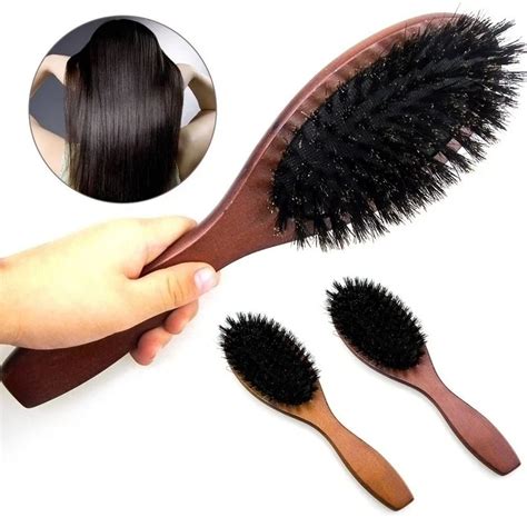 Natural Boar Bristle Hairbrush Massage Comb Anti Static Scalp Paddle