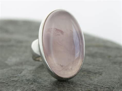 Bague Quartz Rose En Argent Taille Pierre Naturelle Etsy France