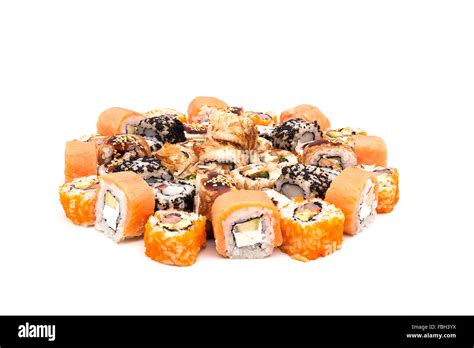 Sushi on the white background Stock Photo - Alamy