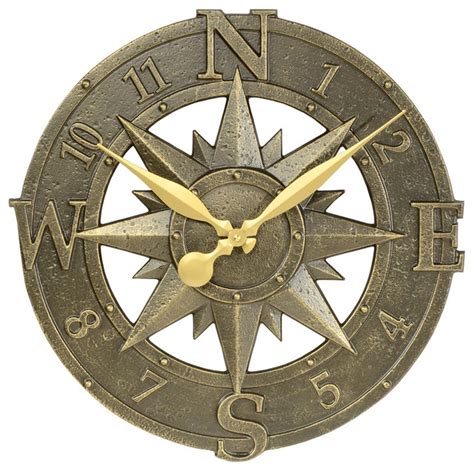 Compass Rose Clock, French Bronze - Outdoor Clocks - by Whitehall Products