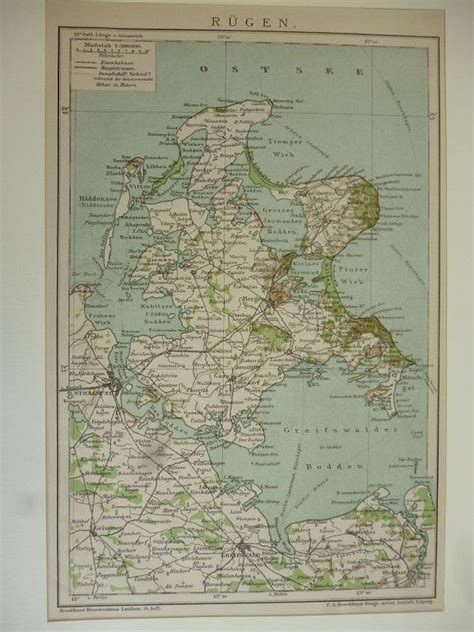 Orig kolorierter Holzstich Rügen 1850 Brockhaus Lexikon 14