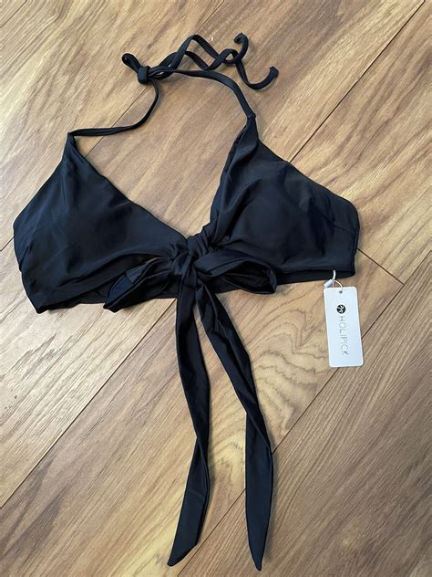 Holipick NWT Women S L Black Multiway Halter Tie Back Bikini Swim Top EBay