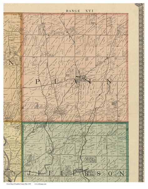 Plain Ohio 1895 Old Town Map Custom Print Franklin Co Old Maps