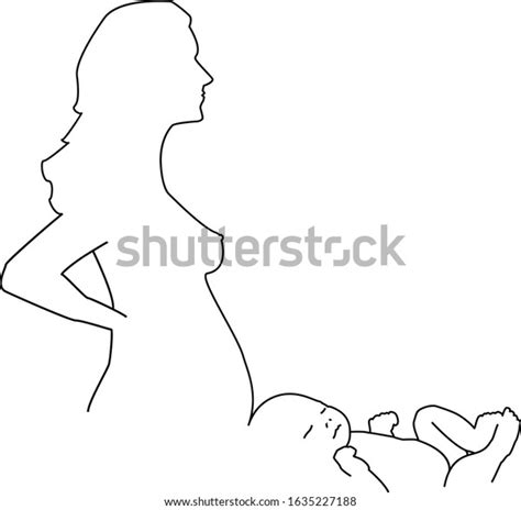 Naked Baby Lies Front Naked Woman Stock Vector Royalty Free 1635227188 Shutterstock