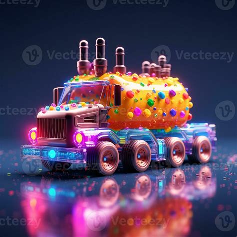 brightly colored toy truck with sprinkles and lights on it. generative ...