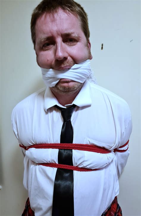 Man Tied Up In Adult Schoolgirl Uniform BBW DominationBBW Bondageman In Bondagemale