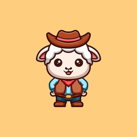 Premium Vector Sheep Cowboy Cute Creative Kawaii Cartoon Mascot Logo