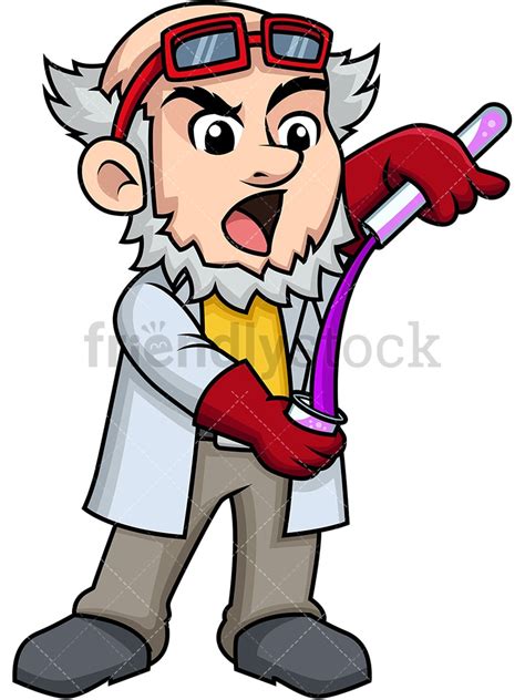 Crazy Scientist Mixing Chemicals Cartoon Vector Clipart Friendlystock