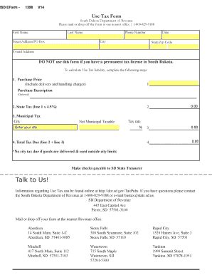 Fillable Online State Sd South Dakota S Use Tax Form State Sd Fax