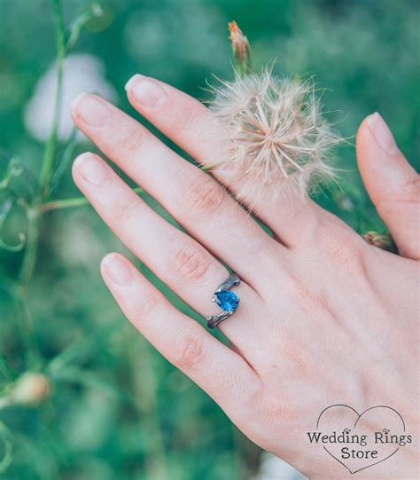 Unusual Sapphire Engagement Ring in Silver, Unique Twig Branch Ring ...