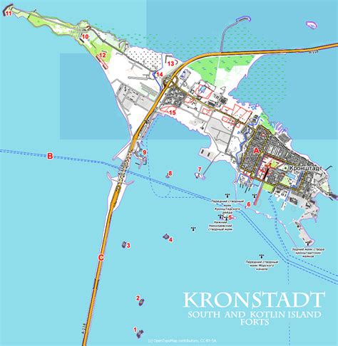 plan  kronstadt fortress southern part northern fortress