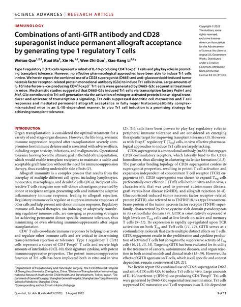 Pdf Combinations Of Anti Gitr Antibody And Cd28 Superagonist Induce