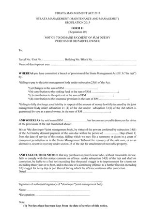 STRATA ACT FORM 11 PDF