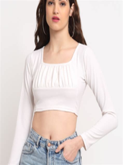 Buy Sugathari White Sheer Crepe Crop Top Tops For Women 16651580 Myntra