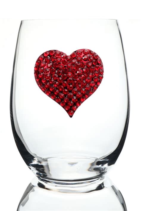 Jeweled Stemless Wine Glass Heart Luxurious Interiors