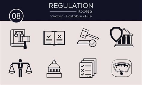 Regulation Simple Concept Icons Set Contains Such Icons Compliance Guideline Rule Law And