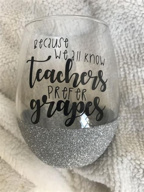 Teacher Appreciation Christmas End Of The Year T Wine Etsy Handmade Wine Glasses Wine