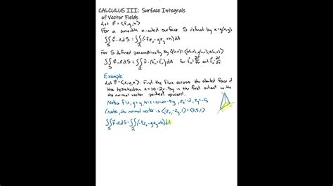 Calculus Iii Surface Integrals Of Vector Fields Youtube