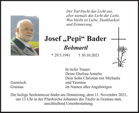 Traueranzeigen Von Josef Bader Trauer Merkur De