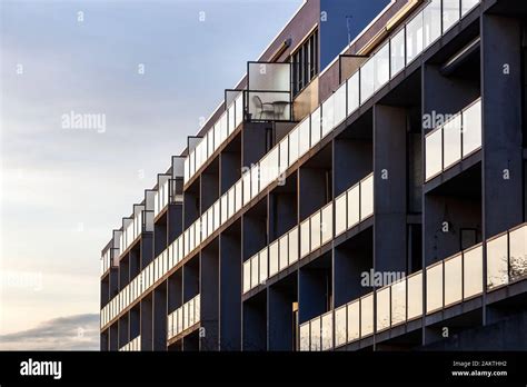 Balconies Of A Concrete Condominium With Glass Balustrades In Rotterdam