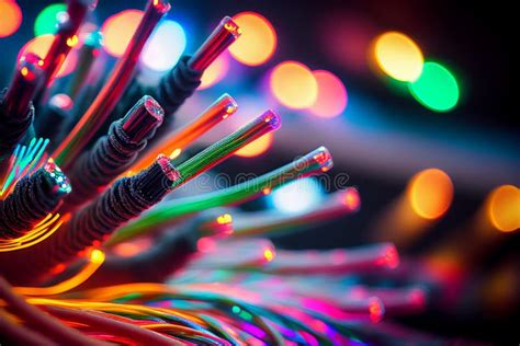 Optical Fiber Speed Concept Illustration Colorful Lines Cable Close Up