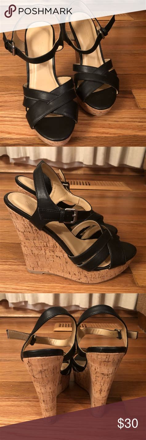 Black Cork Wedges Size 7 | Wedges, Cork wedges, Wedge shoes