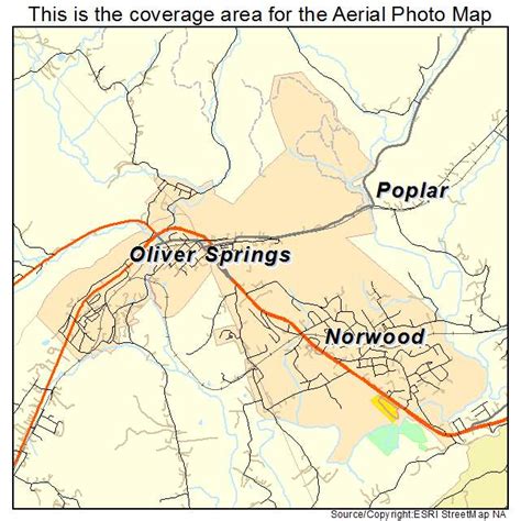 Aerial Photography Map of Oliver Springs, TN Tennessee