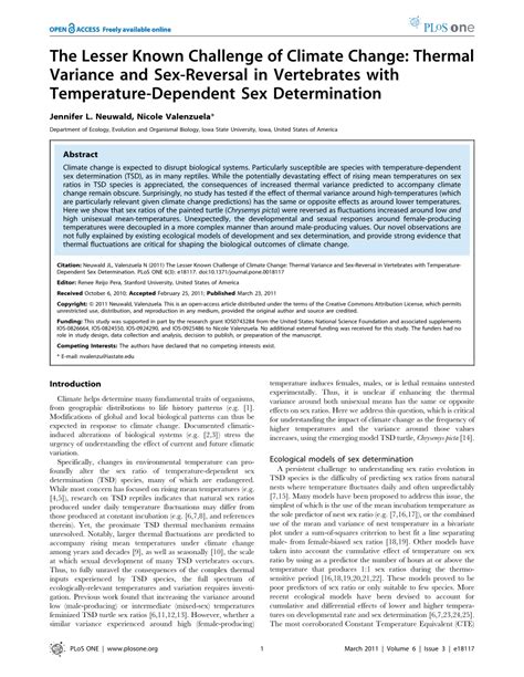 PDF The Lesser Known Challenge Of Climate Change Thermal Variance And Sex Reversal In