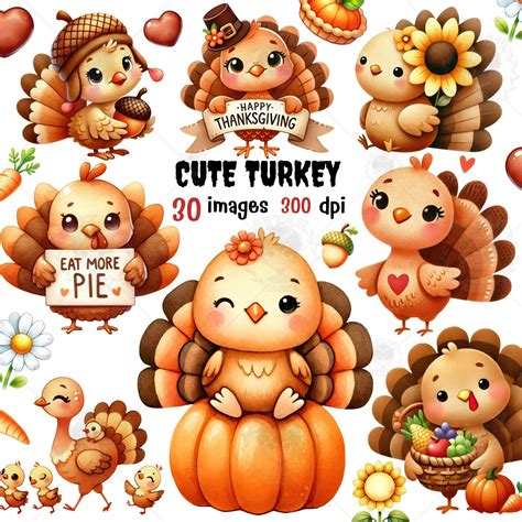 Cute Turkey Clipart,watercolor Turkey,thanksgiving Clipart,thanksgiving