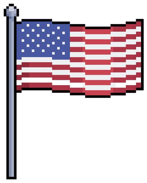 Pixel Art Flag Of The United States Usa Vector Icon For Bit Game On