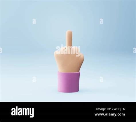 Cartoon Style Hand With Middle Finger Gesture Fuck You Sign 3d Render