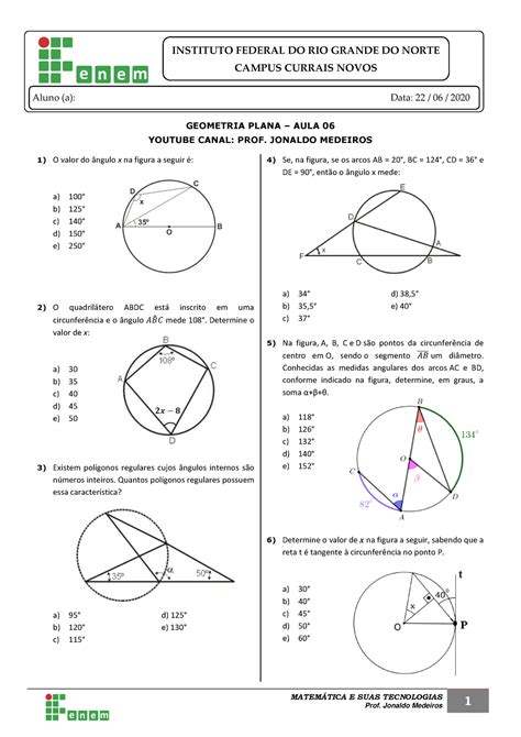 Geometria Plana Aula 6 22 Junho MATEMTICA E SUAS TECNOLOGIAS