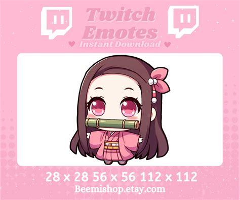 Twitch Discord Emote Demon Chibi Girl Nezuko Anime Demon Girl Emotes