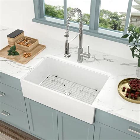 Dropship Lordear Inch Farmhouse Sink White Ceramic Single Bowl