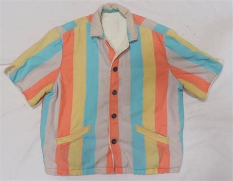 Vtg Cabana Shirt Terry Cloth Lined Beach Print Pool Coverup Sz M Mens Jacket Mens Jackets