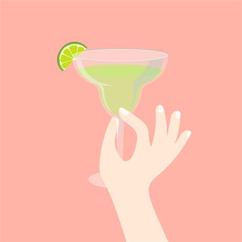 Premium Vector A Hand Holds A Glass In An Elegant Way Margarita