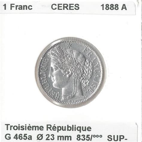 FRANCE 1 FRANC CERES 1888 A etat SUP Gonçalves Lobo Numismatique