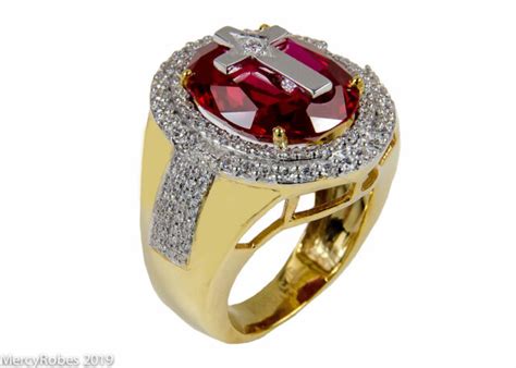 Mens Clergy Apostle Ring Mrg2031 G R Red Ruby Sterling Silver Wgold