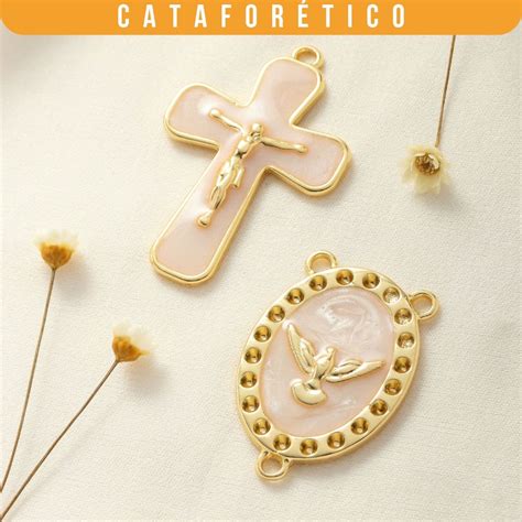 Entremeio Para Terço Crucifixos Para Terços Espírito Santo Dourado e