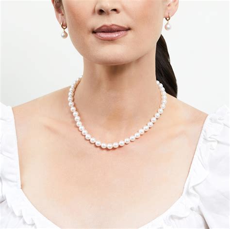 7 5 8 0mm Hanadama Akoya White Pearl Necklace