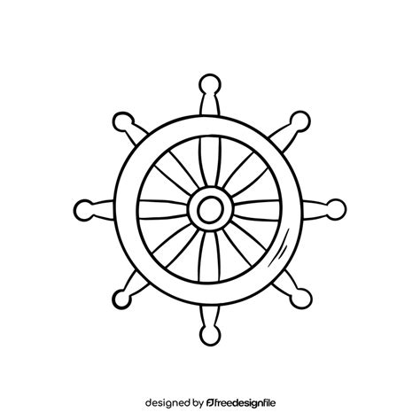 Pirate ship steering wheel black and white clipart free download