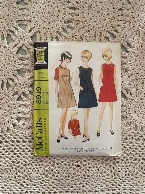 Mccall S Pattern 8919 1967 Misses Dress Or Jumper And Blouse Easy To