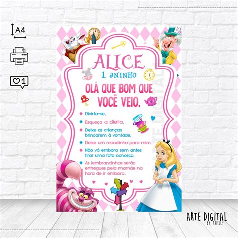 Plaquinha de Agradecimento Alice no País das Maravilhas Elo7