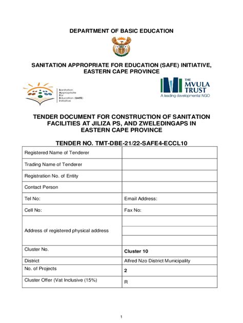 Fillable Online Themvulatrust Org Tender Document For Construction Of