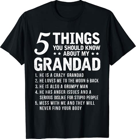 5 Things You Should Know About My Grandad Funny Grandpa T Shirt