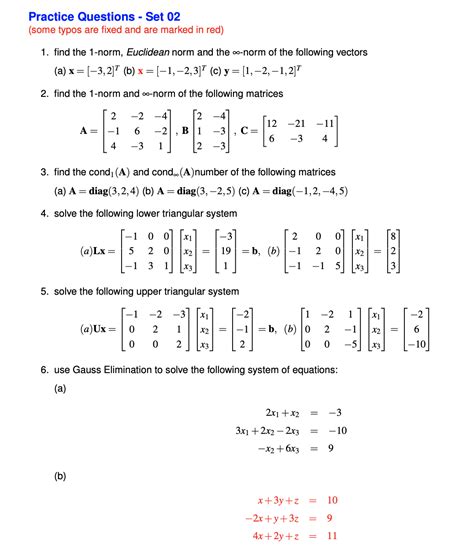 Solved 1 Find The 1 Norm Euclidean Norm And The ∞ Norm Of